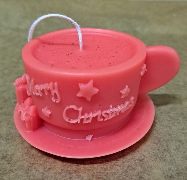 Vela de cera de abeja en forma de taza Merry Christmas